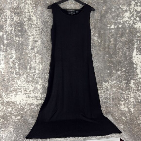 Carole Little Sz L Wool Acrylic Blend Sleeveless Maxi A Line Dress Black Casual - Picture 1 of 9